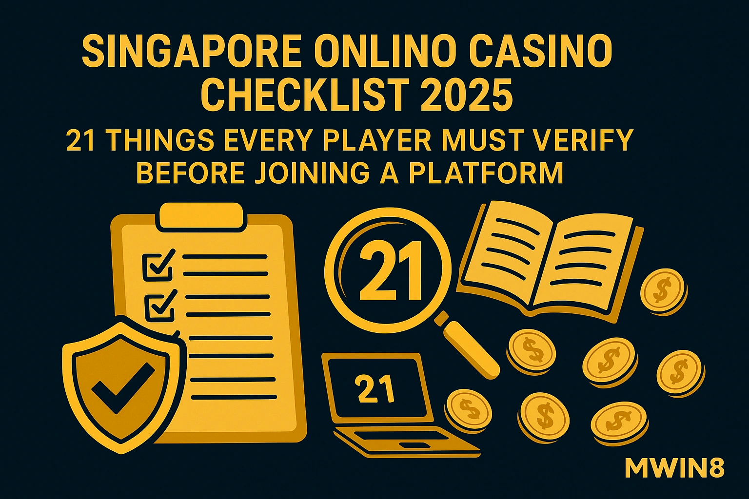 Singapore online casino checklist 2025 showing 21 verification steps for safe online gaming.