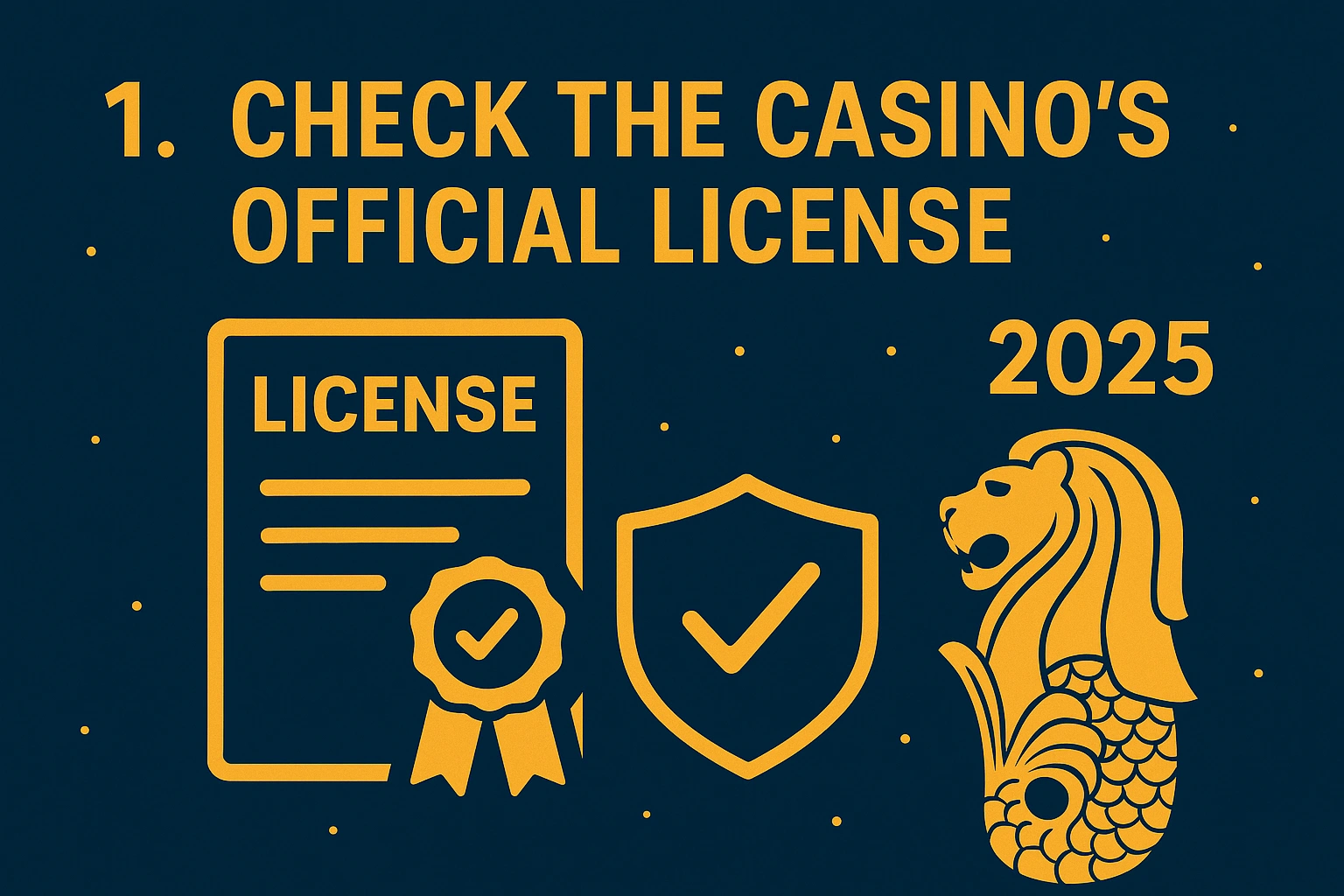Checklist graphic showing official casino license verification.