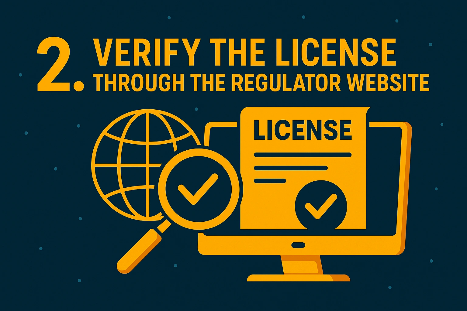 Verification icons showing regulator website license confirmation.