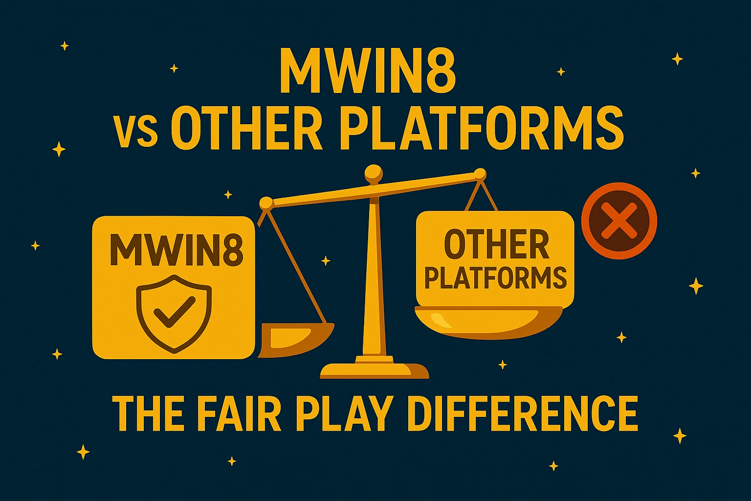 Balanced scale comparing MWIN8’s fairness vs other platforms in esports betting.