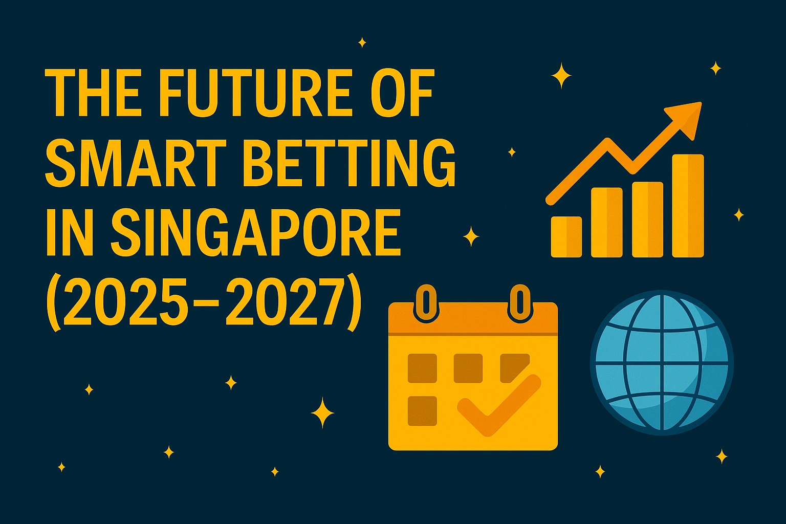 Future betting banner with calendar, globe, and rising chart icon.